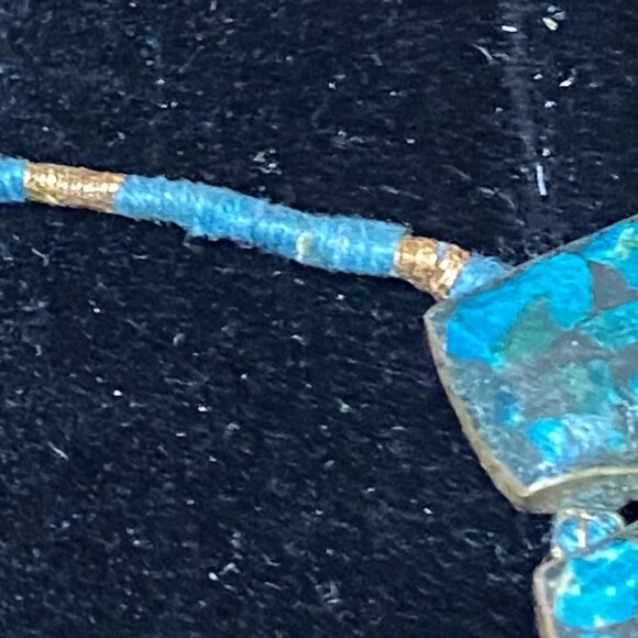 Vintage Blue Mosaic Stone Necklace With Toggle Clasp - Picture 6 of 16